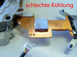 schlechte K�hlung durch Pad
