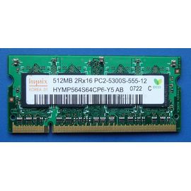 Arbeitsspeicher RAM hynix DDR2 | 512MB | 667MHz | 2Rx16 | PC2-5300S-555-12